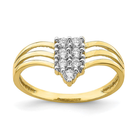 10K Yellow Gold CZ 3-Line Ring