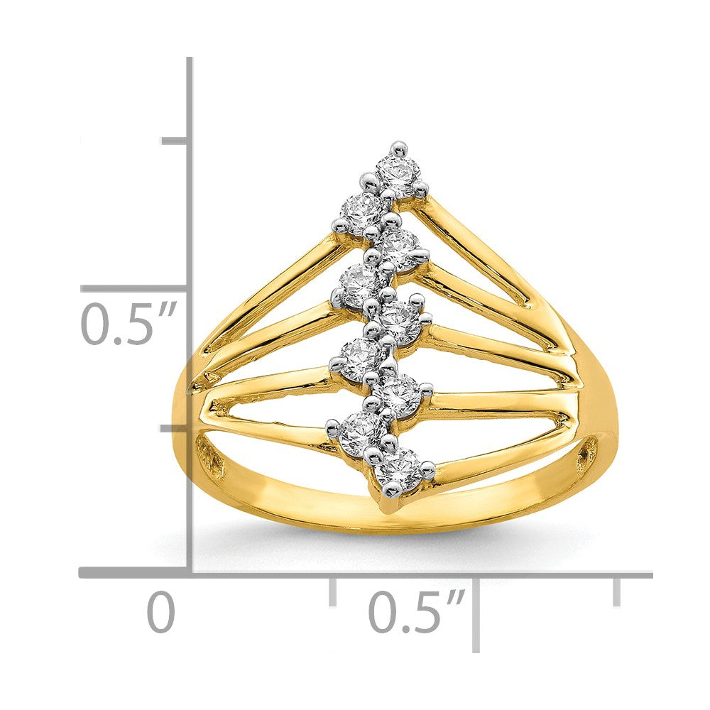 10K Yellow Gold CZ 9-Stone Ring