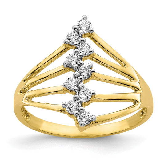 10K Yellow Gold CZ 9-Stone Ring