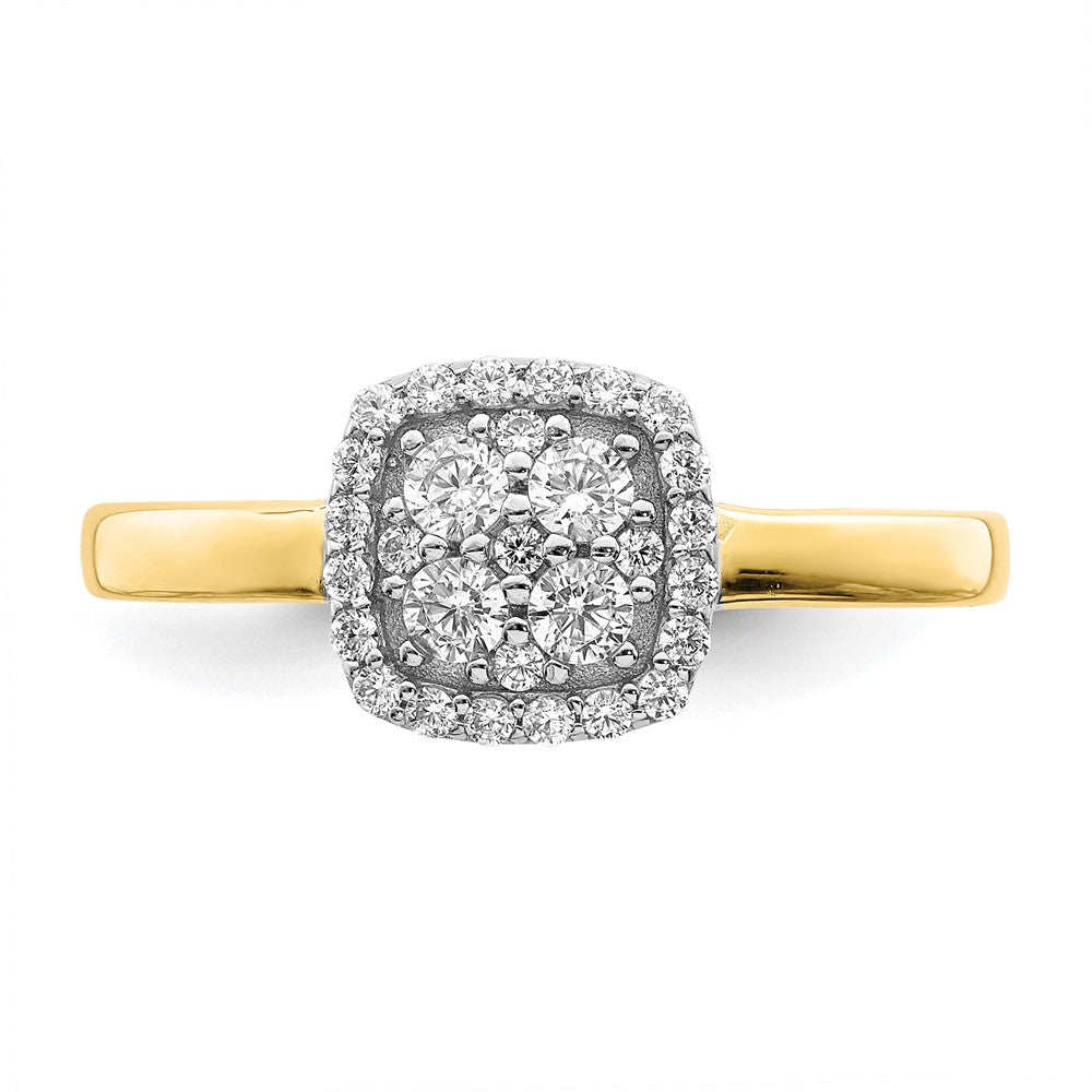 10K Yellow Gold Square CZ Fancy Ring