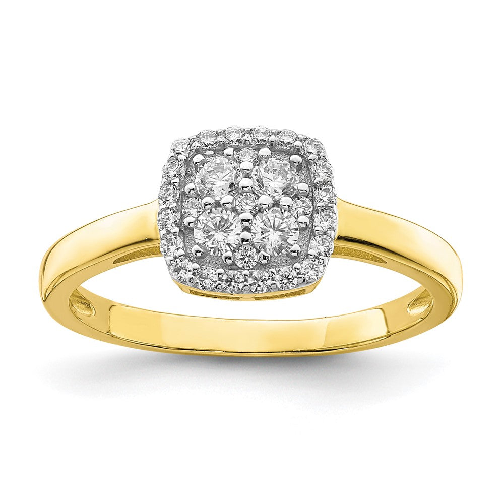 10K Yellow Gold Square CZ Fancy Ring