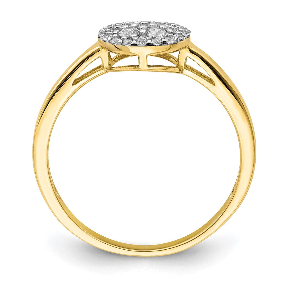 10K Yellow Gold Circle CZ Fancy Ring