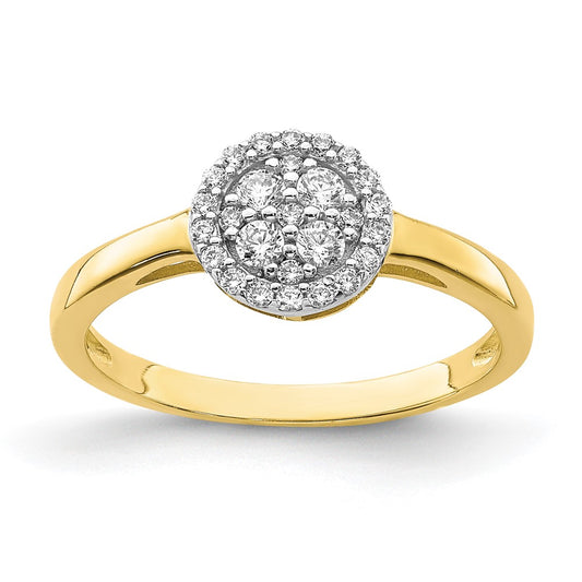 10K Yellow Gold Circle CZ Fancy Ring