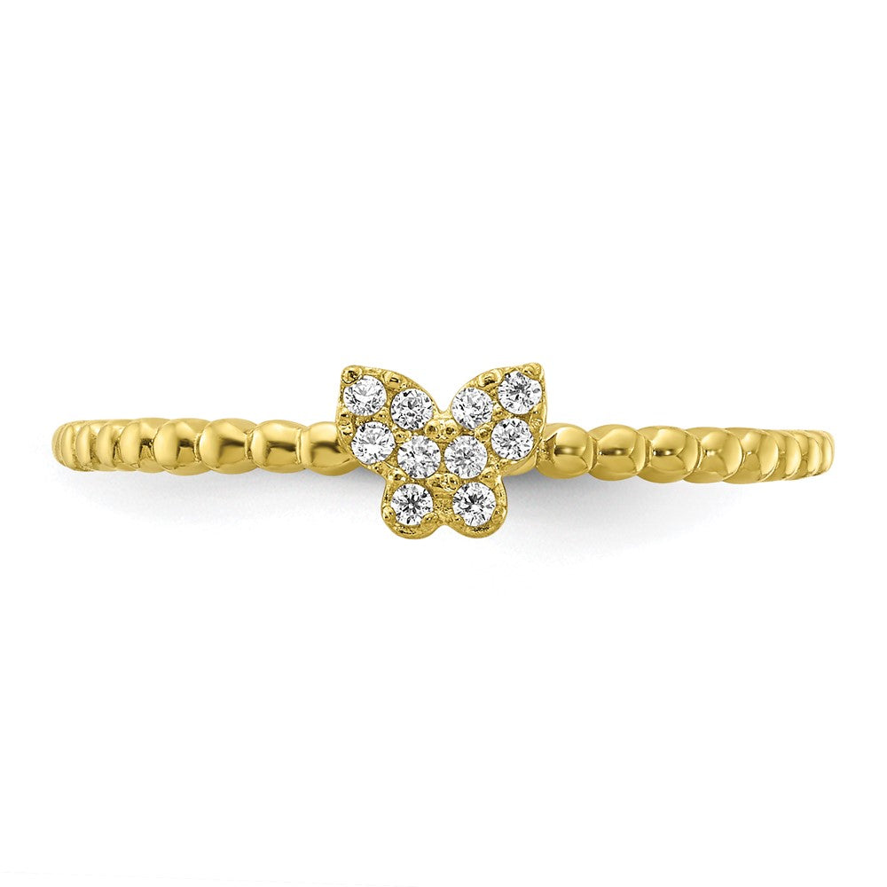 10K Yellow Gold Butterfly CZ Ring