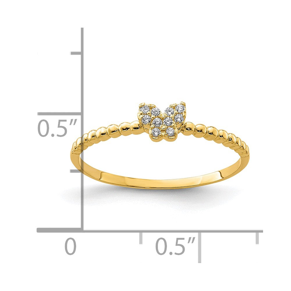 10K Yellow Gold Butterfly CZ Ring