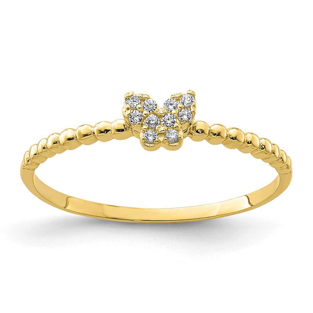 10K Yellow Gold Butterfly CZ Ring