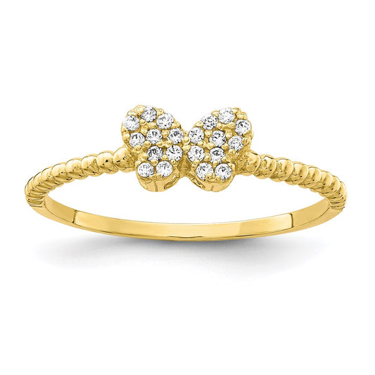 10K Yellow Gold Butterfly CZ Ring