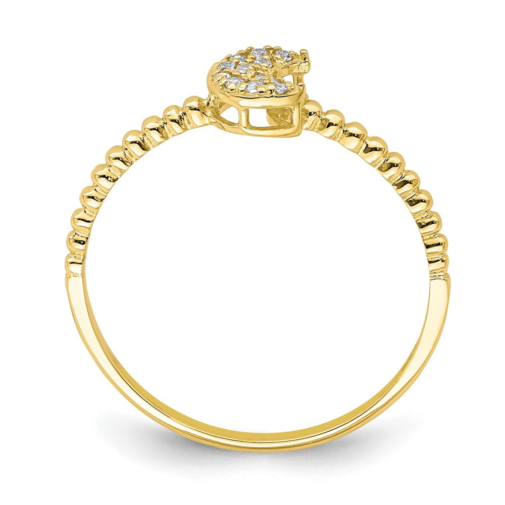 10K Yellow Gold Moon CZ Ring