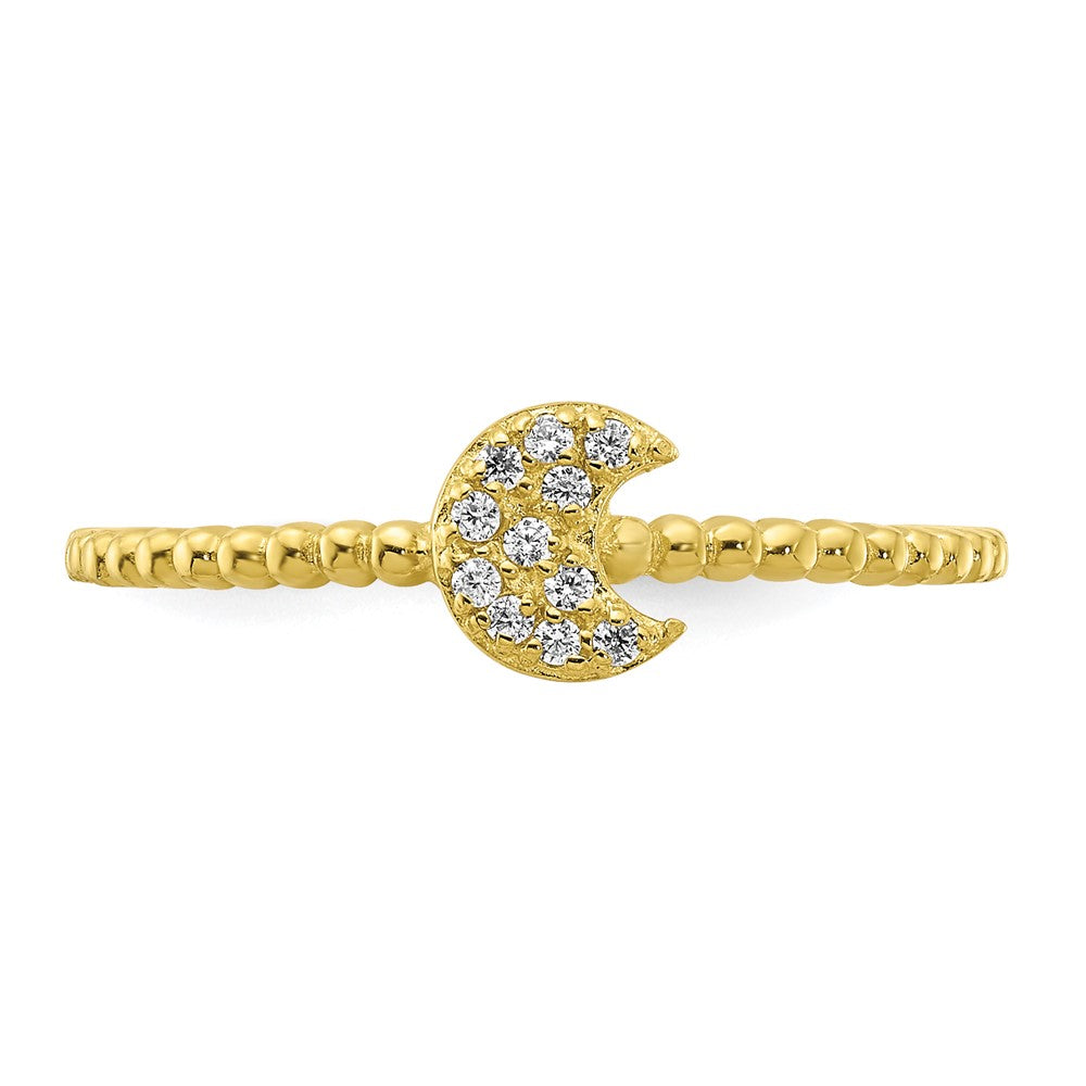 10K Yellow Gold Moon CZ Ring