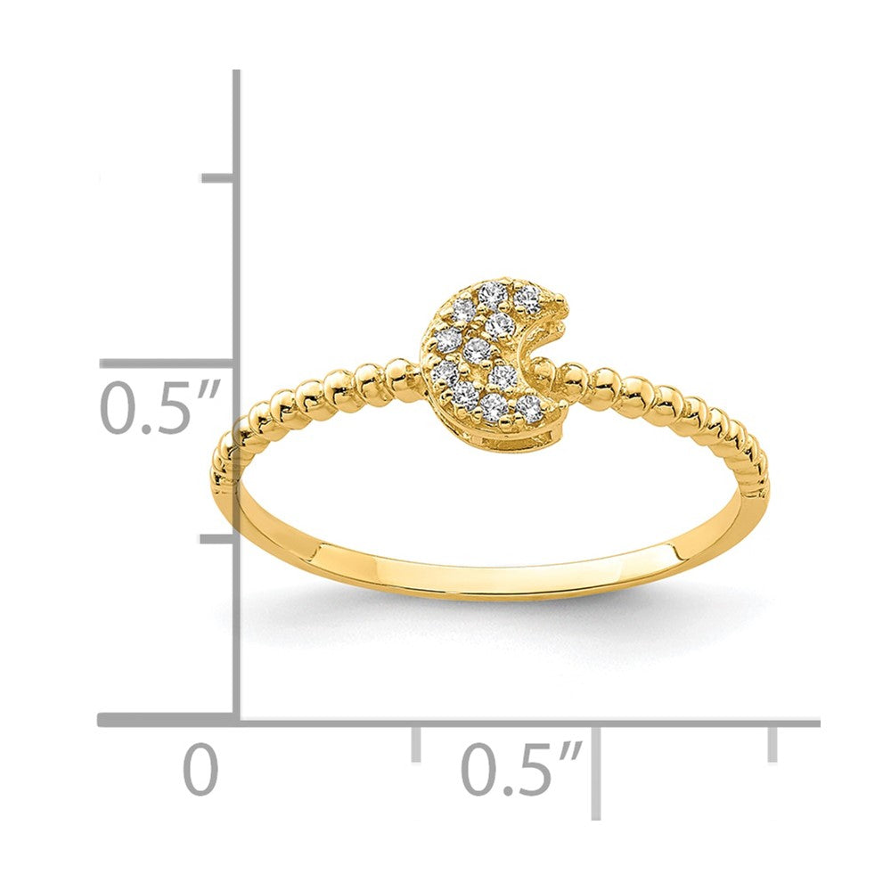 10K Yellow Gold Moon CZ Ring