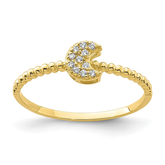 10K Yellow Gold Moon CZ Ring