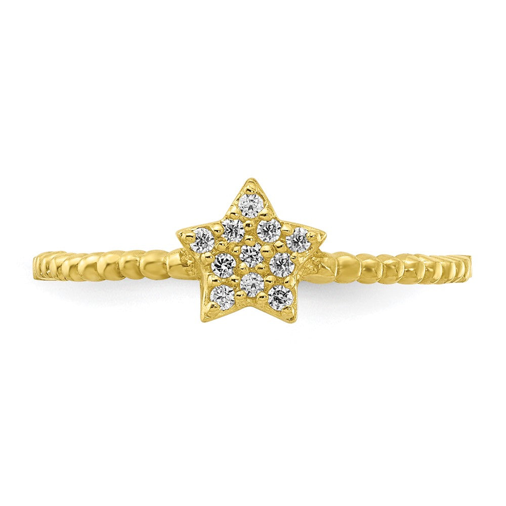 10K Yellow Gold Star CZ Ring