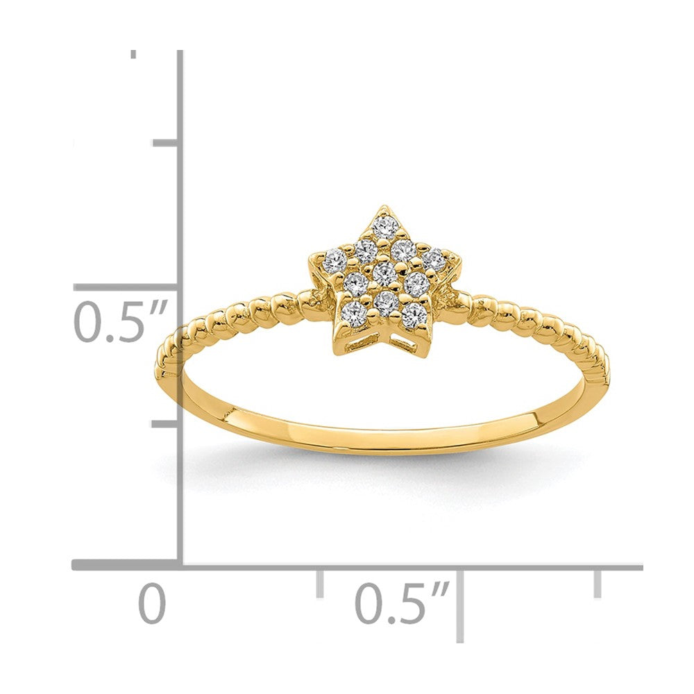 10K Yellow Gold Star CZ Ring