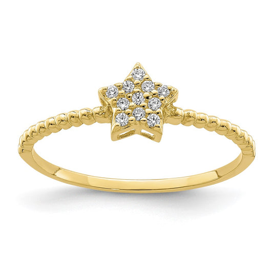 10K Yellow Gold Star CZ Ring