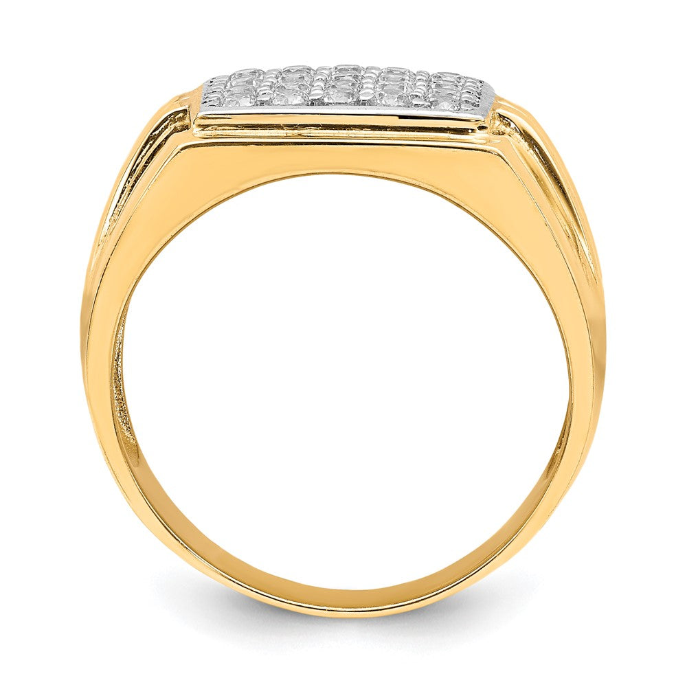 10K Yellow Gold w/Rhodium CZ Mens Ring