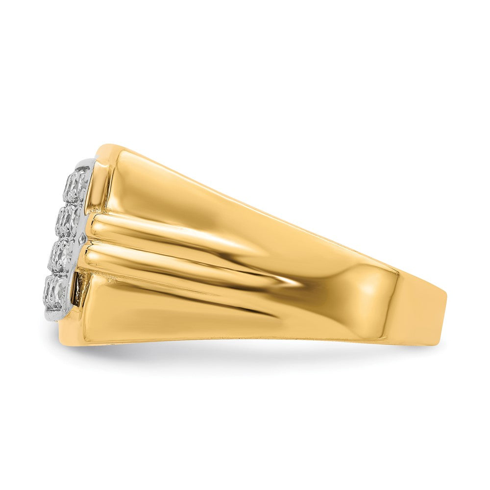 10K Yellow Gold w/Rhodium CZ Mens Ring