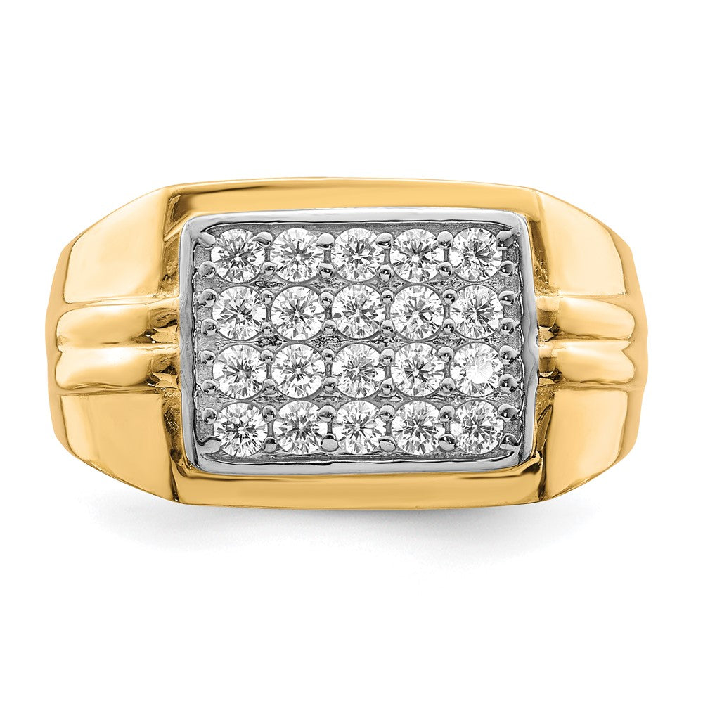 10K Yellow Gold w/Rhodium CZ Mens Ring