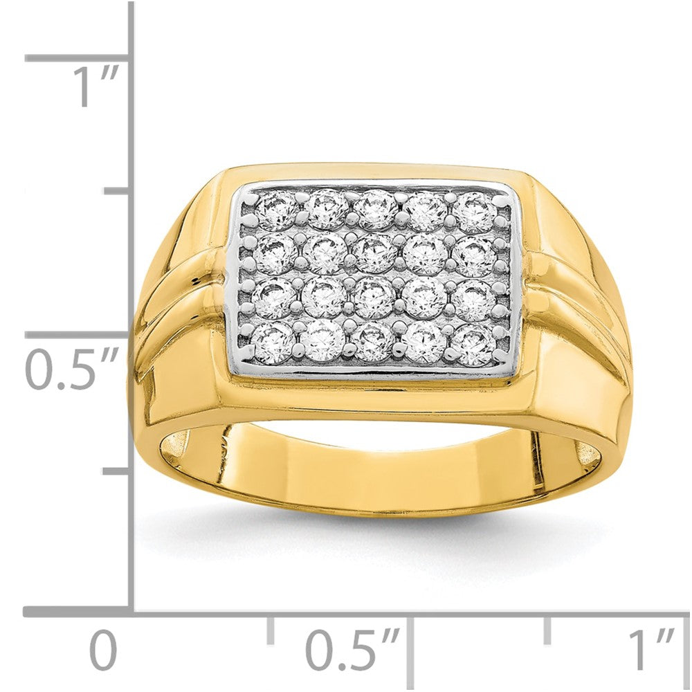 10K Yellow Gold w/Rhodium CZ Mens Ring