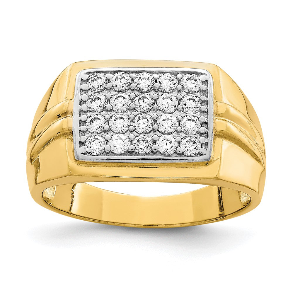 10K Yellow Gold w/Rhodium CZ Mens Ring