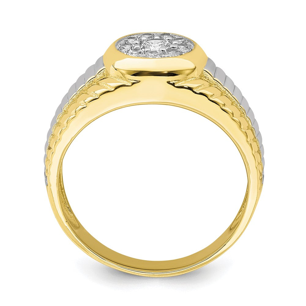 10K Yellow Gold w/Rhodium CZ Mens Ring