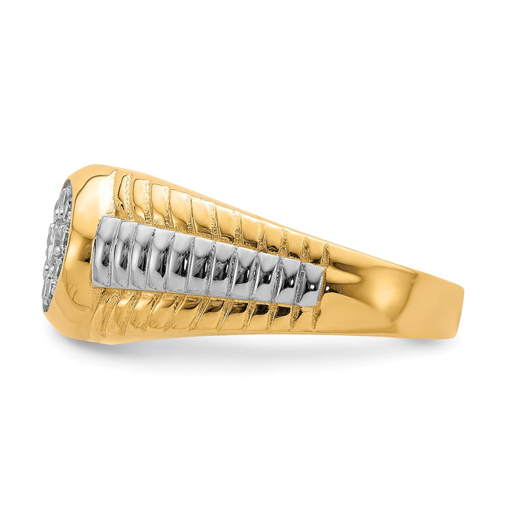 10K Yellow Gold w/Rhodium CZ Mens Ring