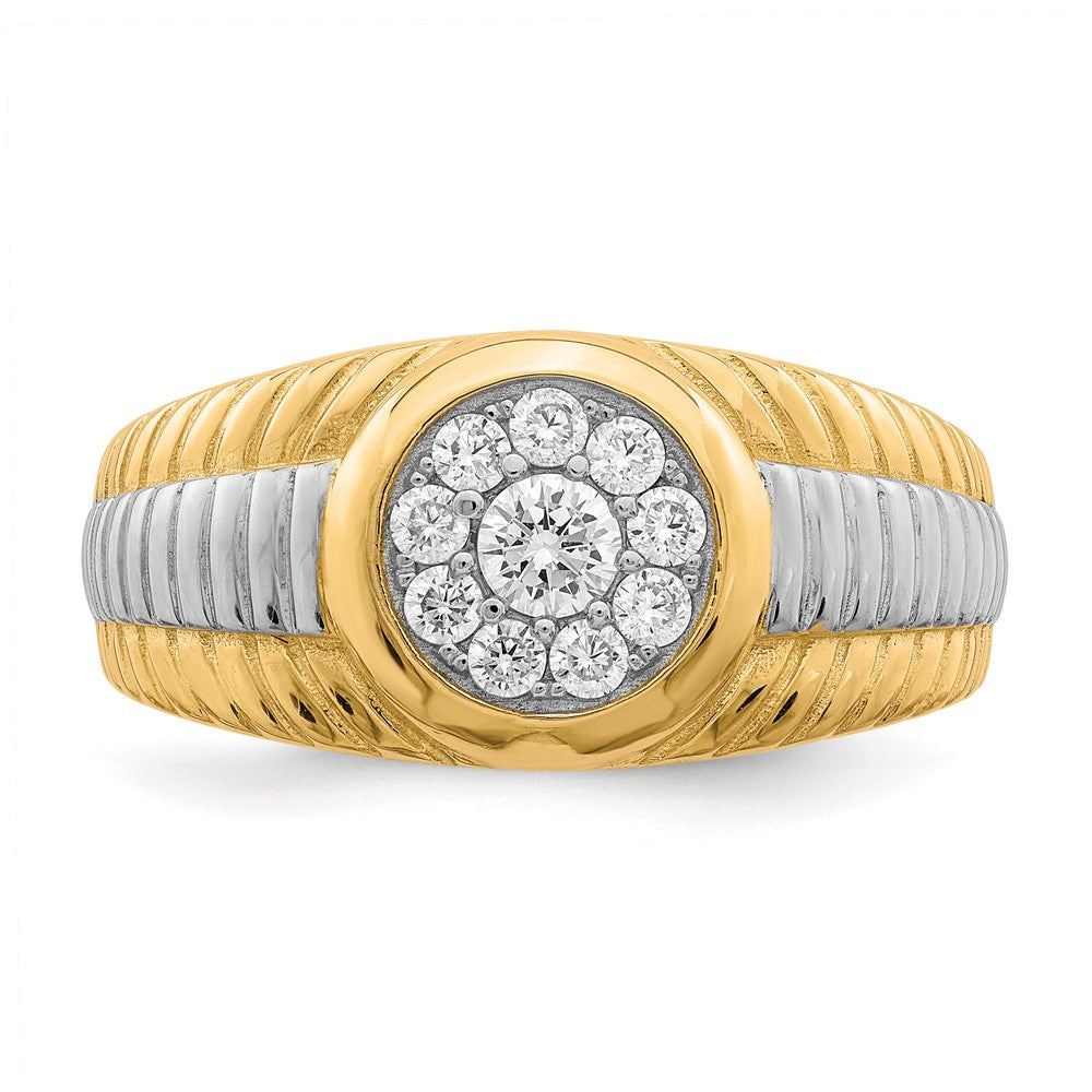 10K Yellow Gold w/Rhodium CZ Mens Ring