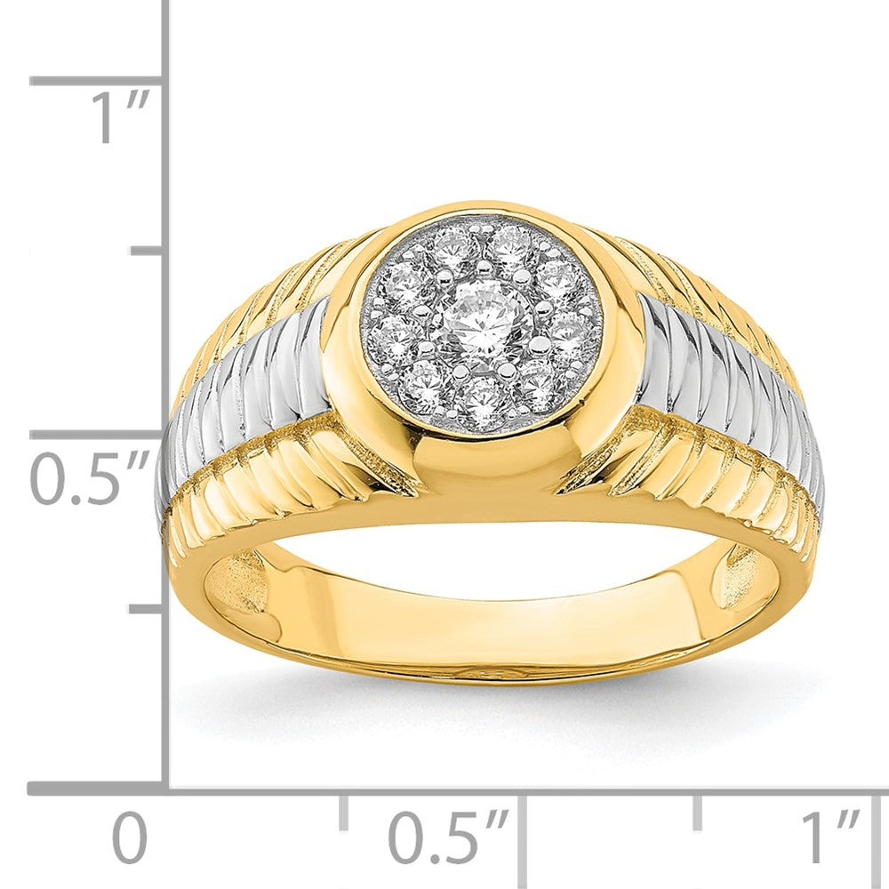 10K Yellow Gold w/Rhodium CZ Mens Ring