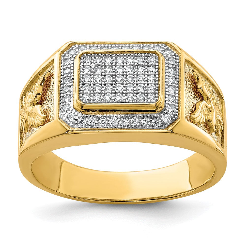 10K Yellow Gold Men's CZ Eagle Ring