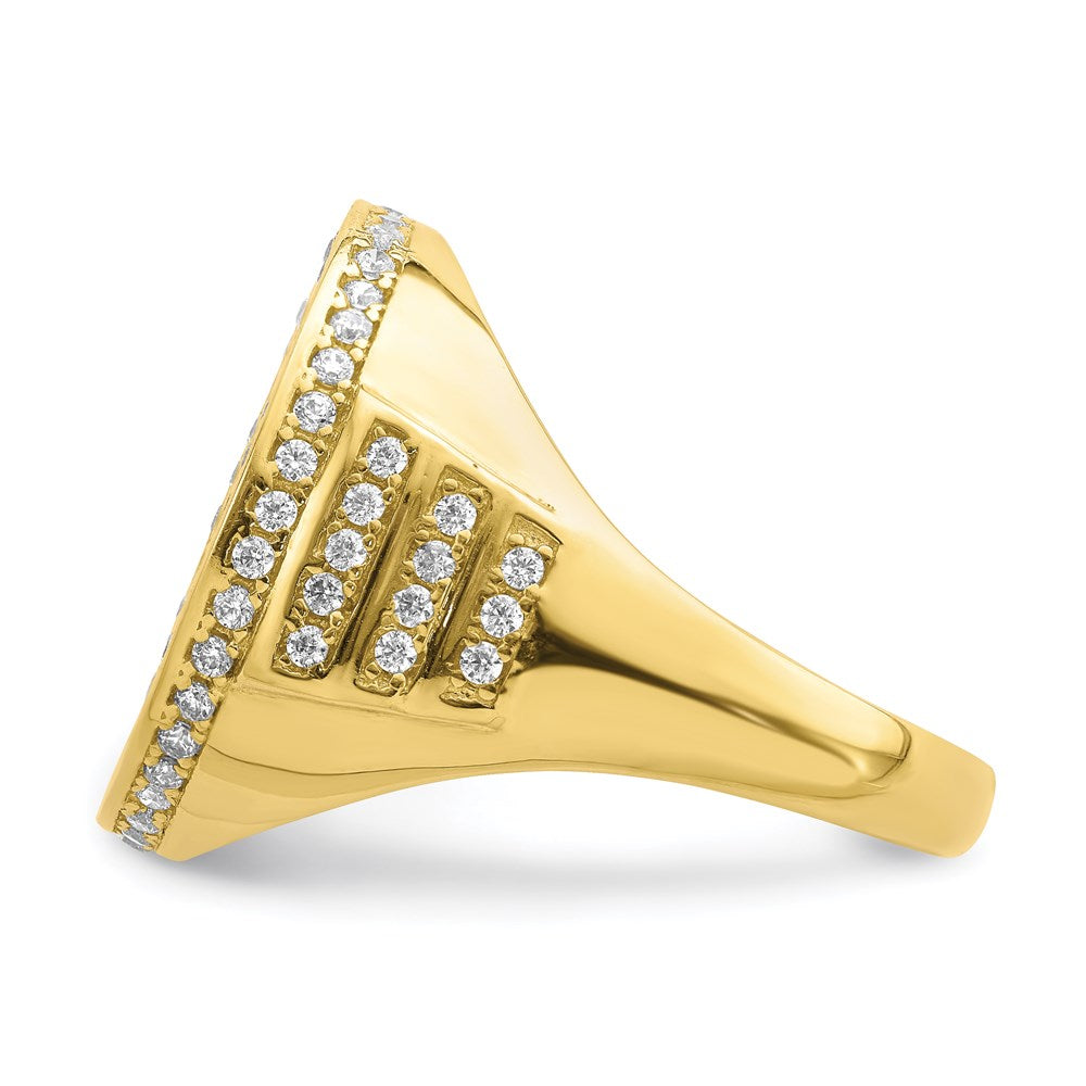 10K Yellow Gold w/Rhodium CZ Micropave Last Supper Mens Ring