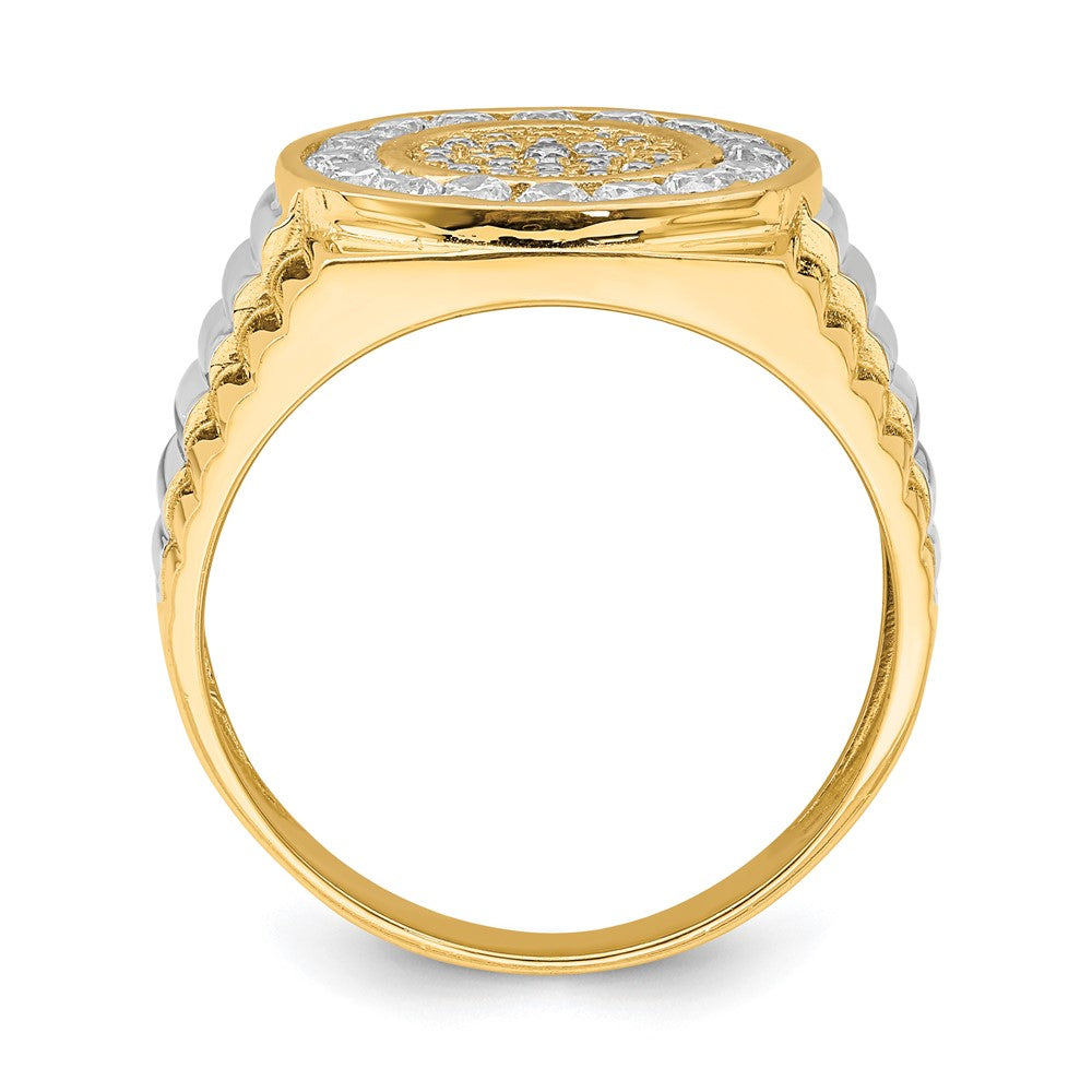 10K Yellow Gold w/Rhodium CZ Mens Ring