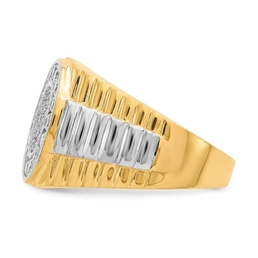 10K Yellow Gold w/Rhodium CZ Mens Ring