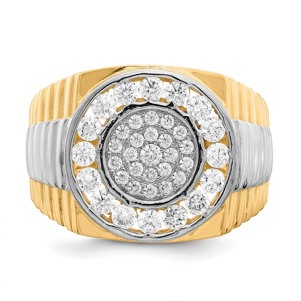 10K Yellow Gold w/Rhodium CZ Mens Ring