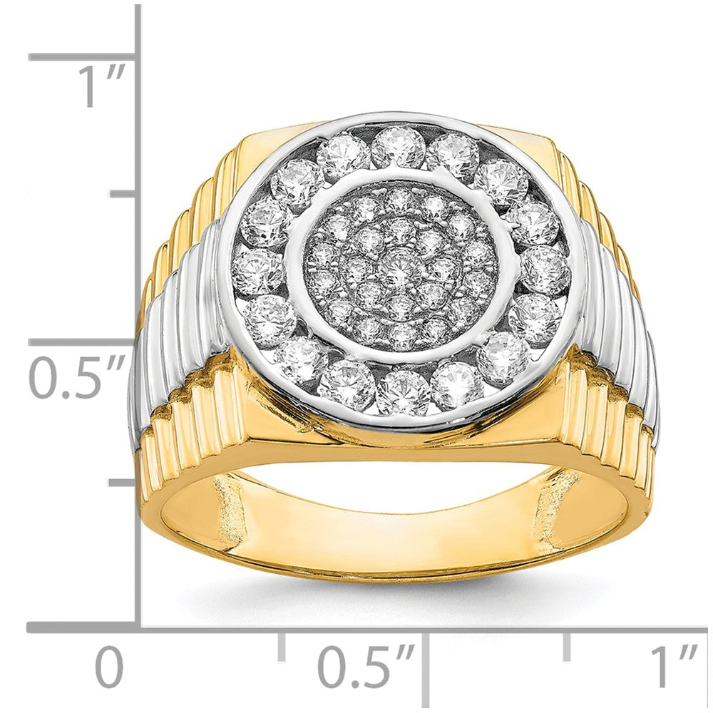 10K Yellow Gold w/Rhodium CZ Mens Ring