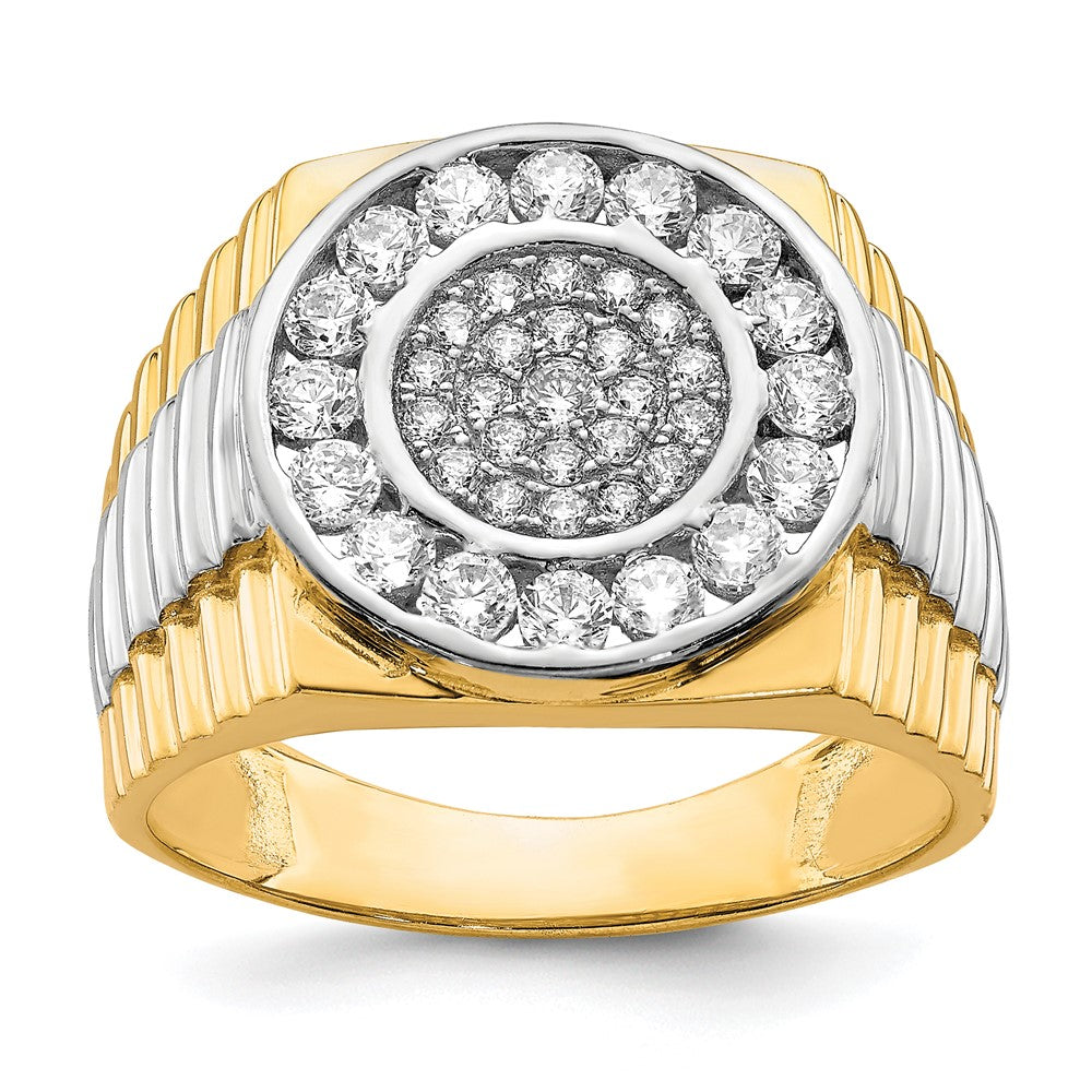 10K Yellow Gold w/Rhodium CZ Mens Ring