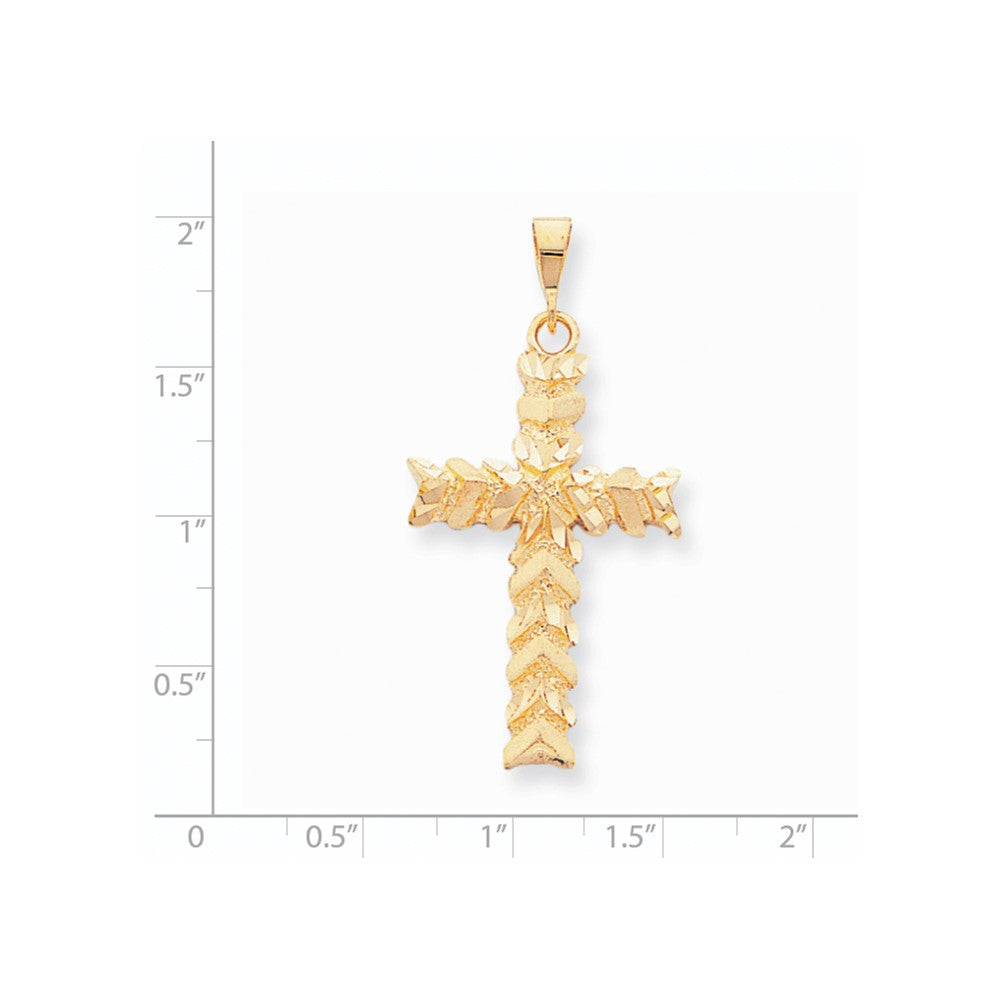 10k Yellow Gold Satin Diamond-cut Nugget Cross Pendant