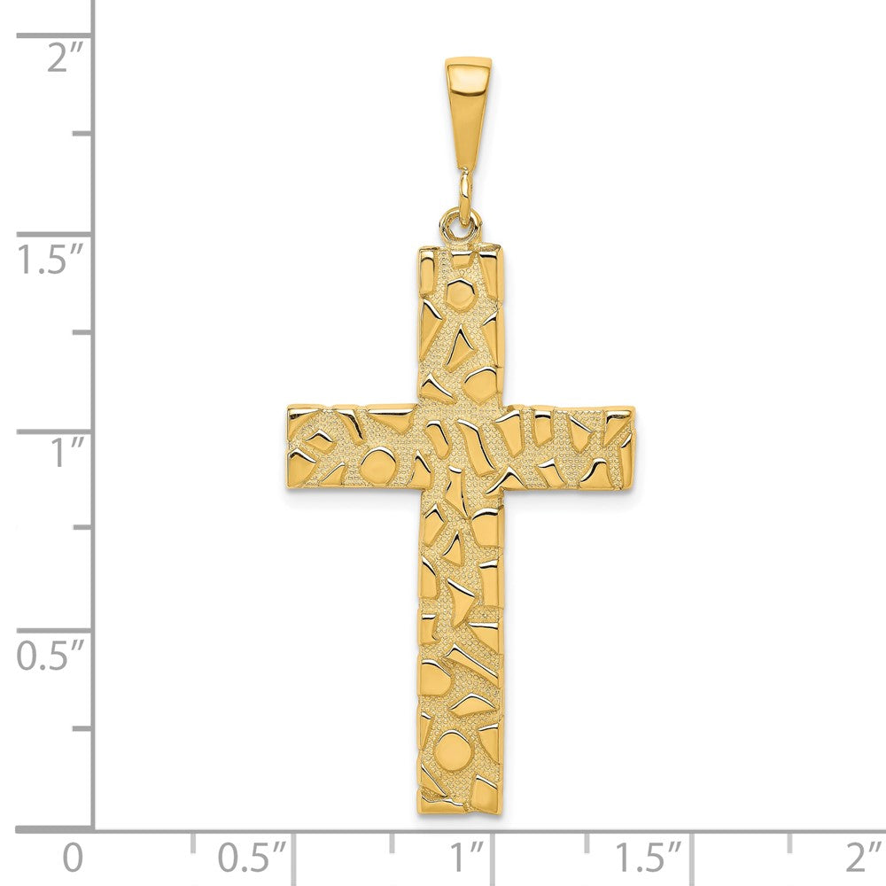 10k Yellow Gold Polished Nugget Cross Pendant