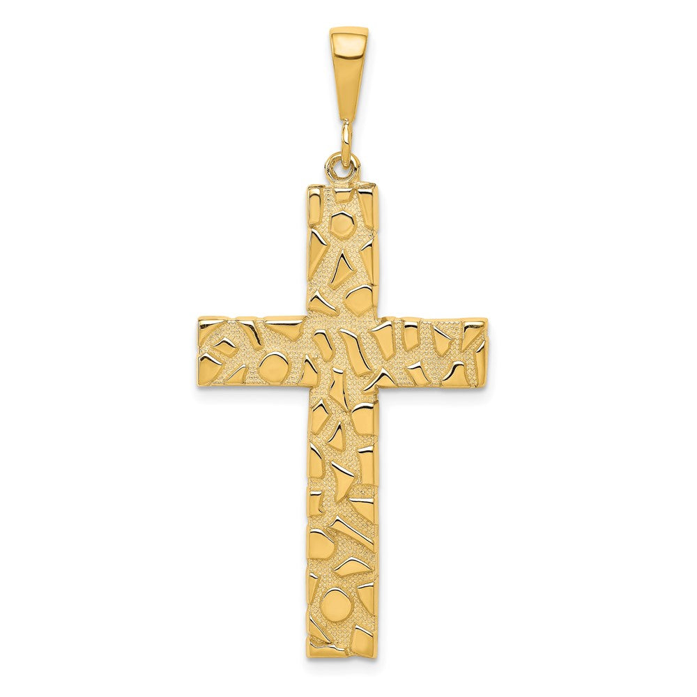 10k Yellow Gold Polished Nugget Cross Pendant