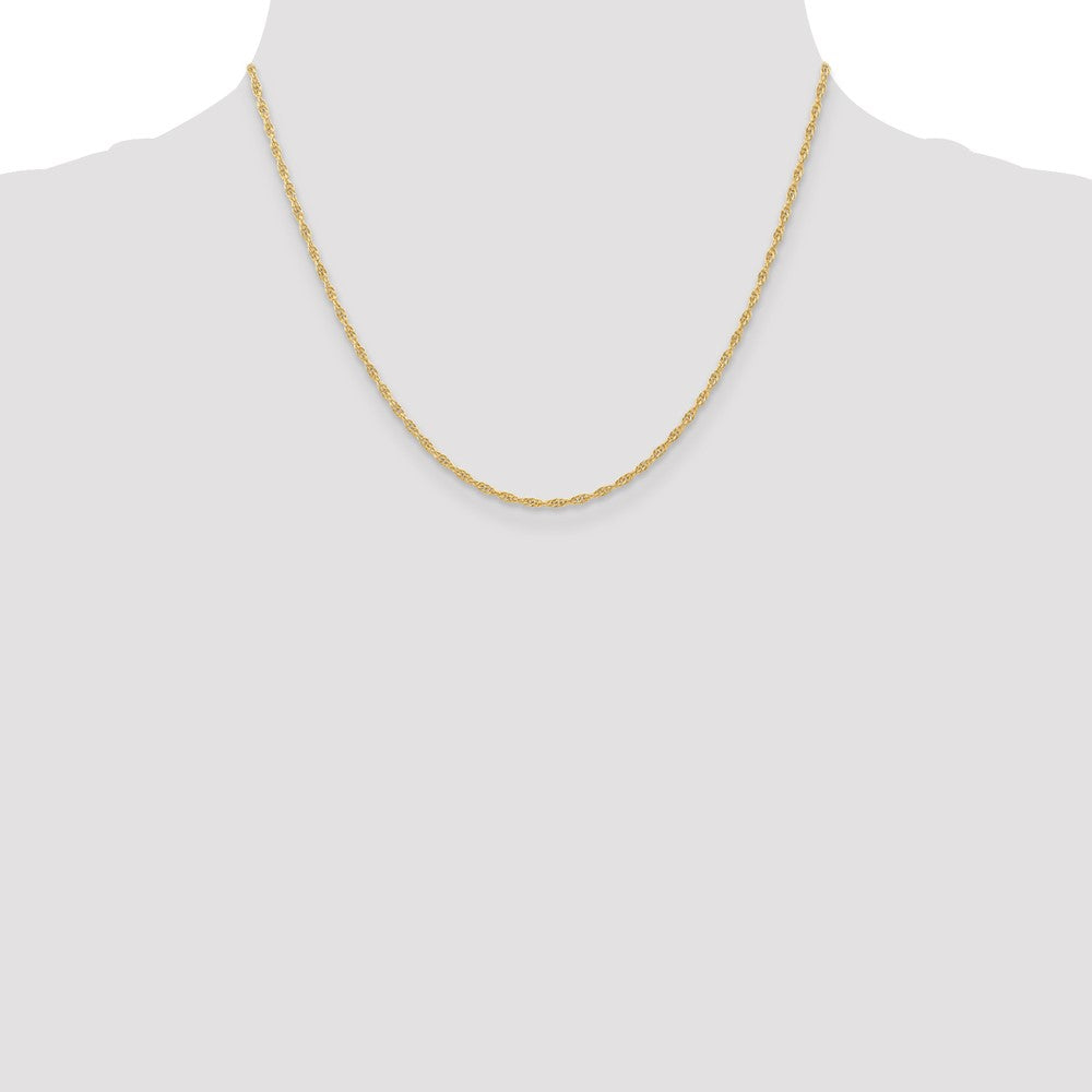 10K Yellow Gold 1.55mm Carded Cable Rope Chain Necklace