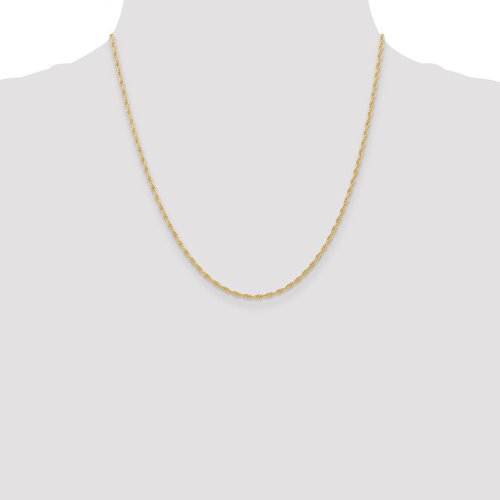 10K Yellow Gold 1.55mm Carded Cable Rope Chain Necklace