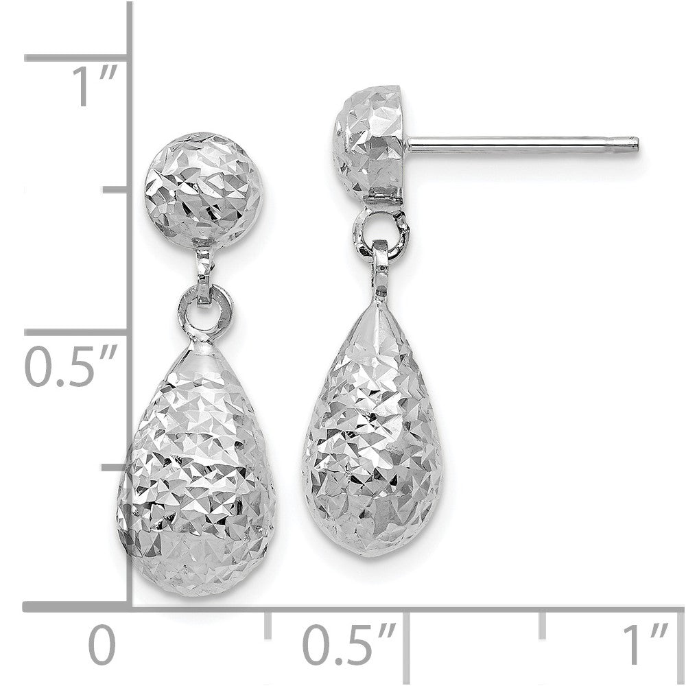 10k White Gold White Gold D/C Post Dangle Earrings