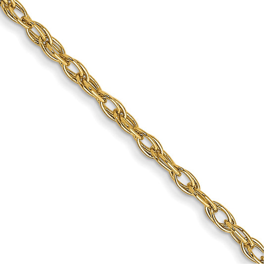 14K Yellow Gold 20 inch Carded 1.35mm Cable Rope with Spring Ring Clasp Chain Necklace