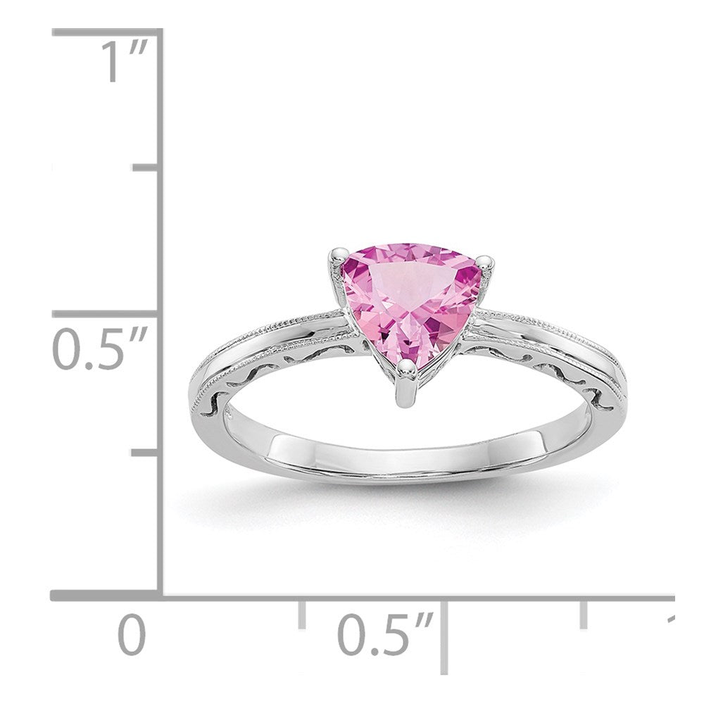 10K White Gold Created Pink Sapphire Ring