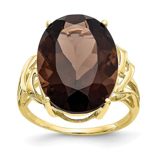 10K Yellow Gold Smoky Quartz Ring