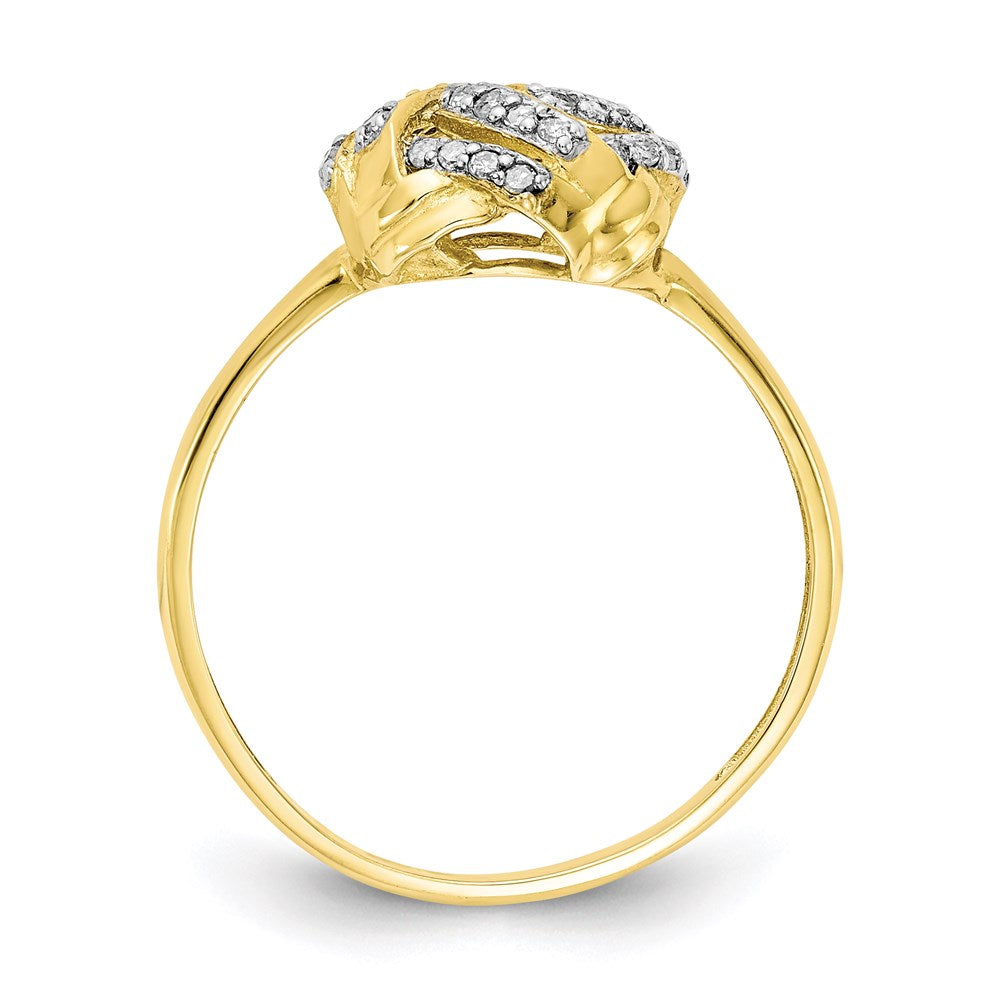 10K Yellow Gold Tiara Collection Polished Real Diamond Ring