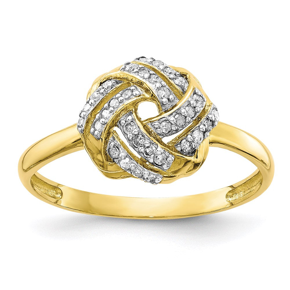 10K Yellow Gold Tiara Collection Polished Real Diamond Ring