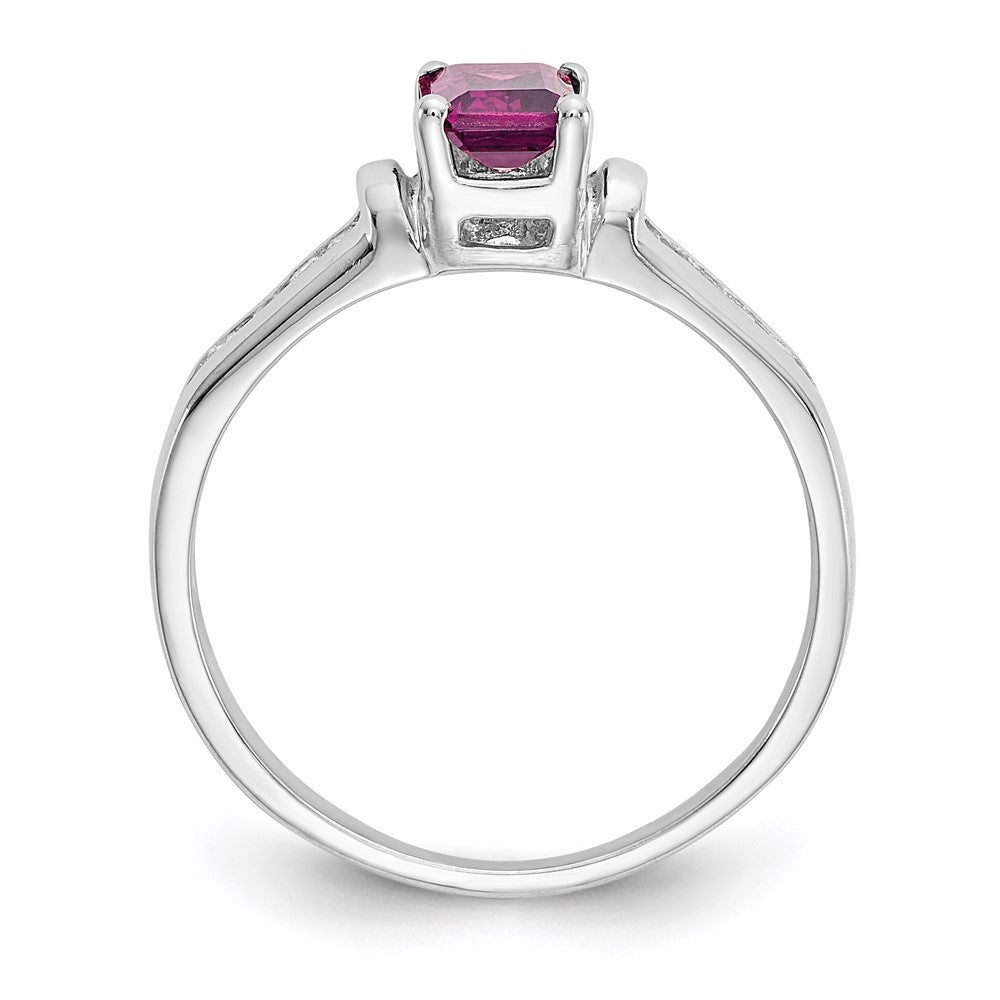 10K White Gold Rhodolite Garnet & .08ct Diamond Ring