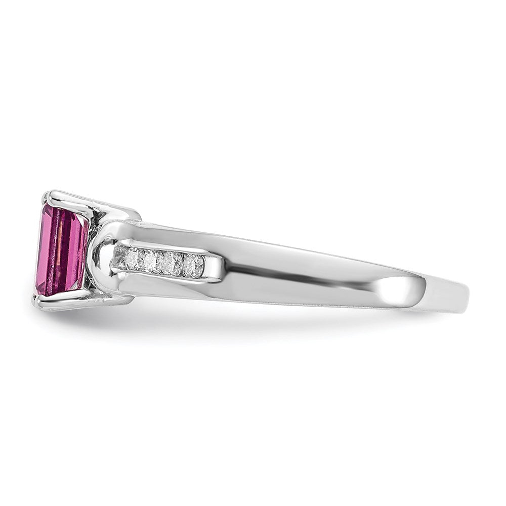 10K White Gold Rhodolite Garnet & .08ct Diamond Ring