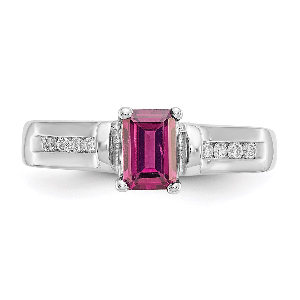 10K White Gold Rhodolite Garnet & .08ct Diamond Ring