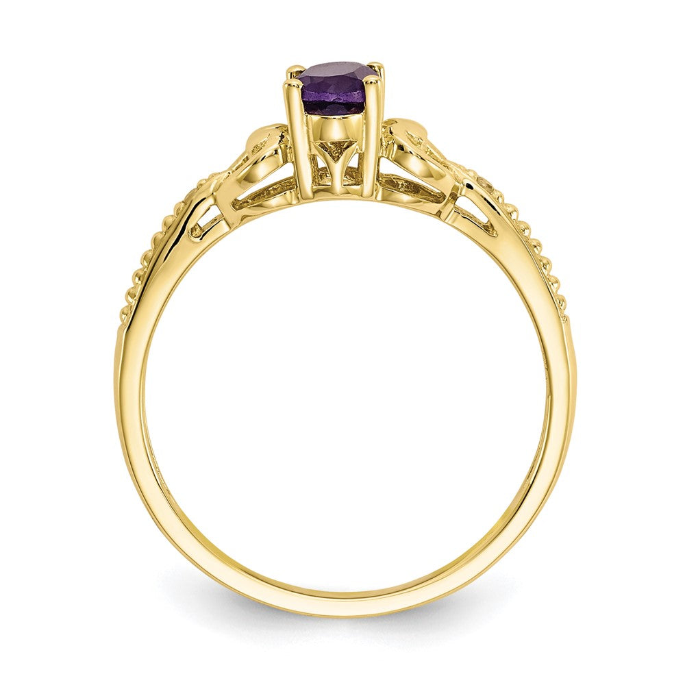 10K Yellow Gold Amethyst and Real Diamond Ring