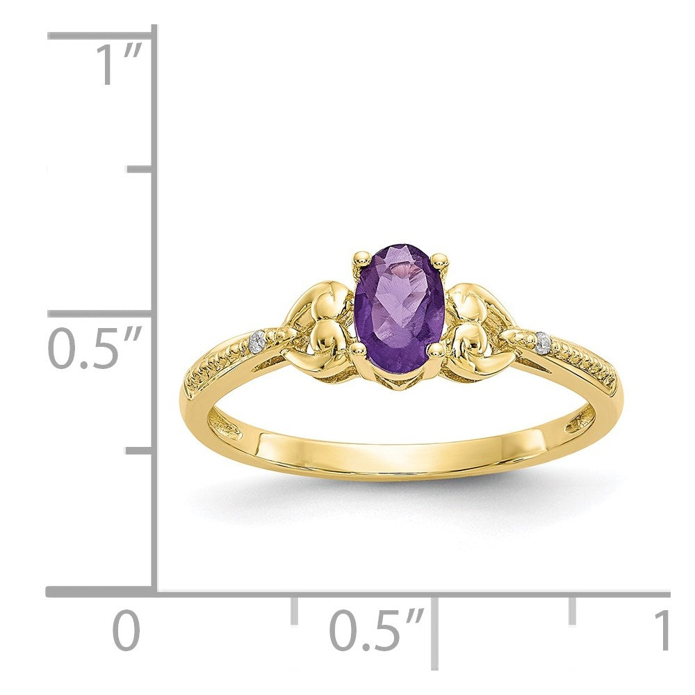 10K Yellow Gold Amethyst and Real Diamond Ring